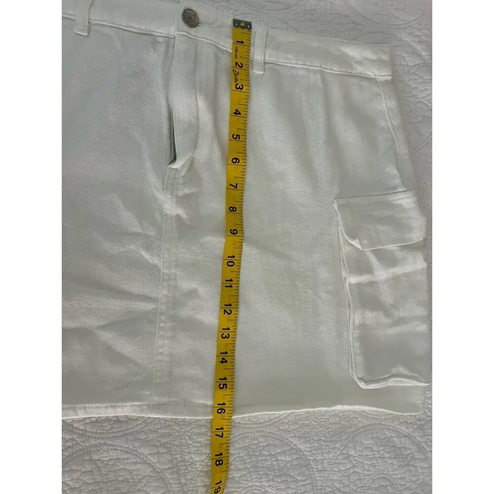 PRINCESS POLLY Women's White Short Mini Skirt Cotton Pockets Cargo Size 12